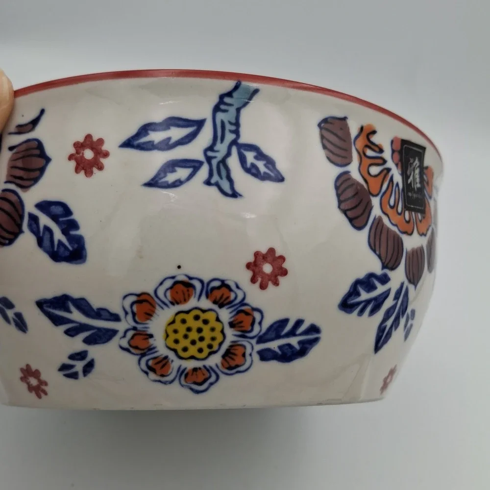 Yokohama Studio‎ Miyabi Japan Handpainted Floral Ceramic Noodle Serving Bowl